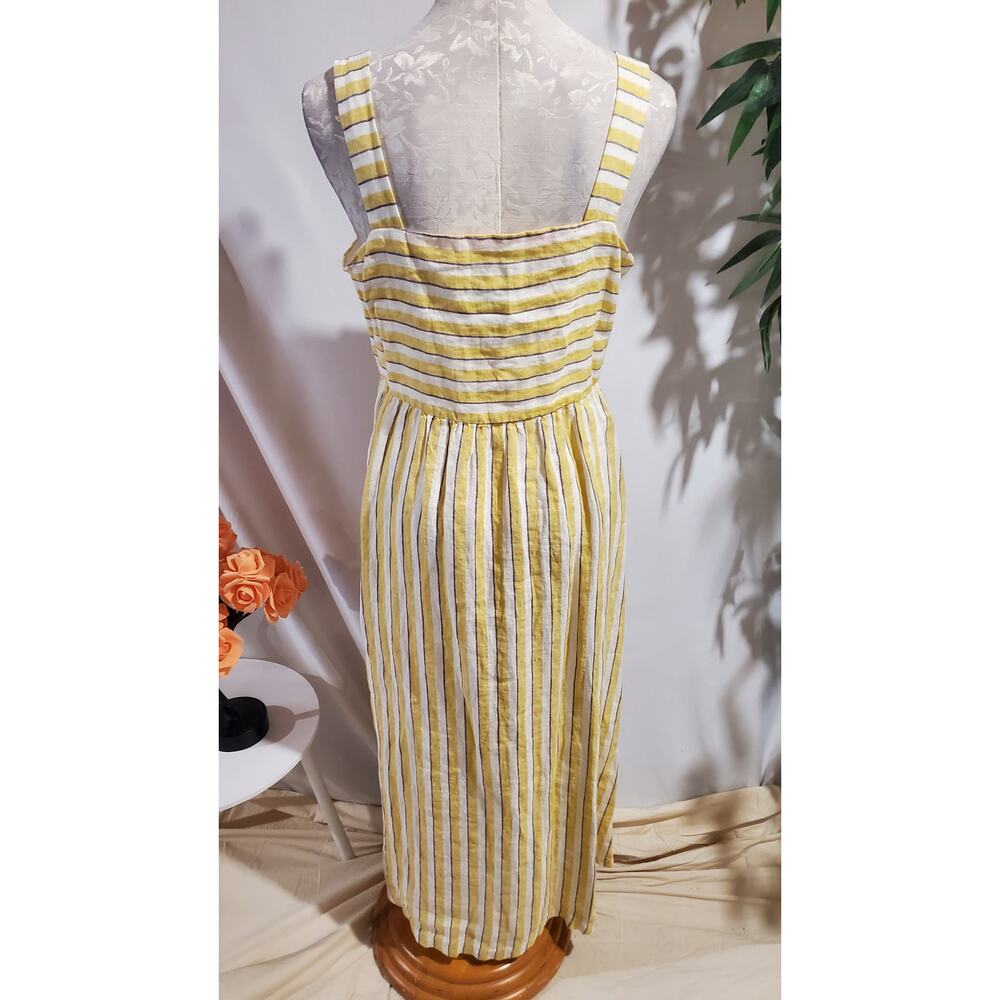 Rachel Zoe Linen Striped Button Sleeveless Maxi Dress 8 Prairie Cottage Yellow - Picture 3 of 11